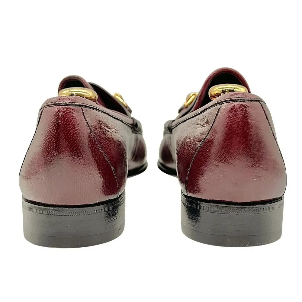 NOS Vintage GUCCI Leather 1953 Horsebit Web Striped Men's Loafers EU48